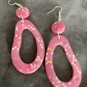 Dangle resin pink lightweight earrings